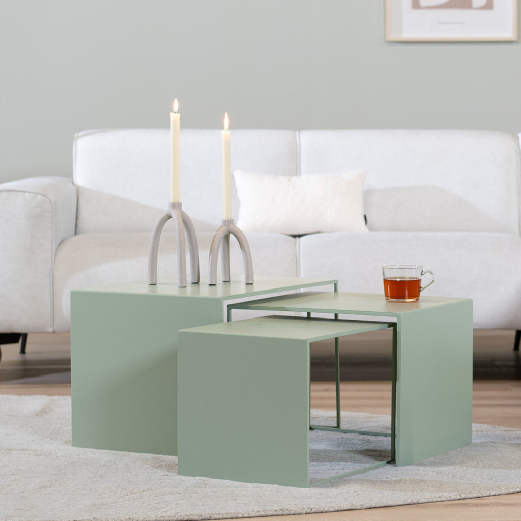 Bijzettafel Bianca metaal lichtgroen 37 cm hoog