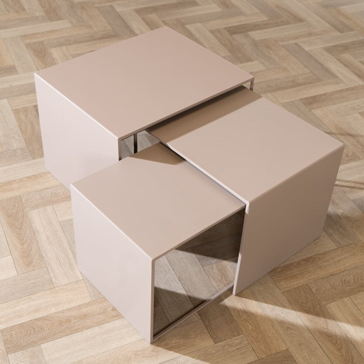 Bijzettafel Bianca metaal taupe 37 cm hoog