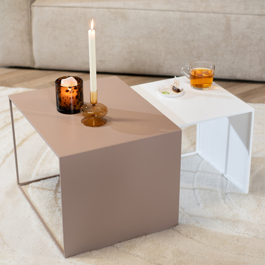 Bijzettafel Lucia metaal taupe 34 cm hoog