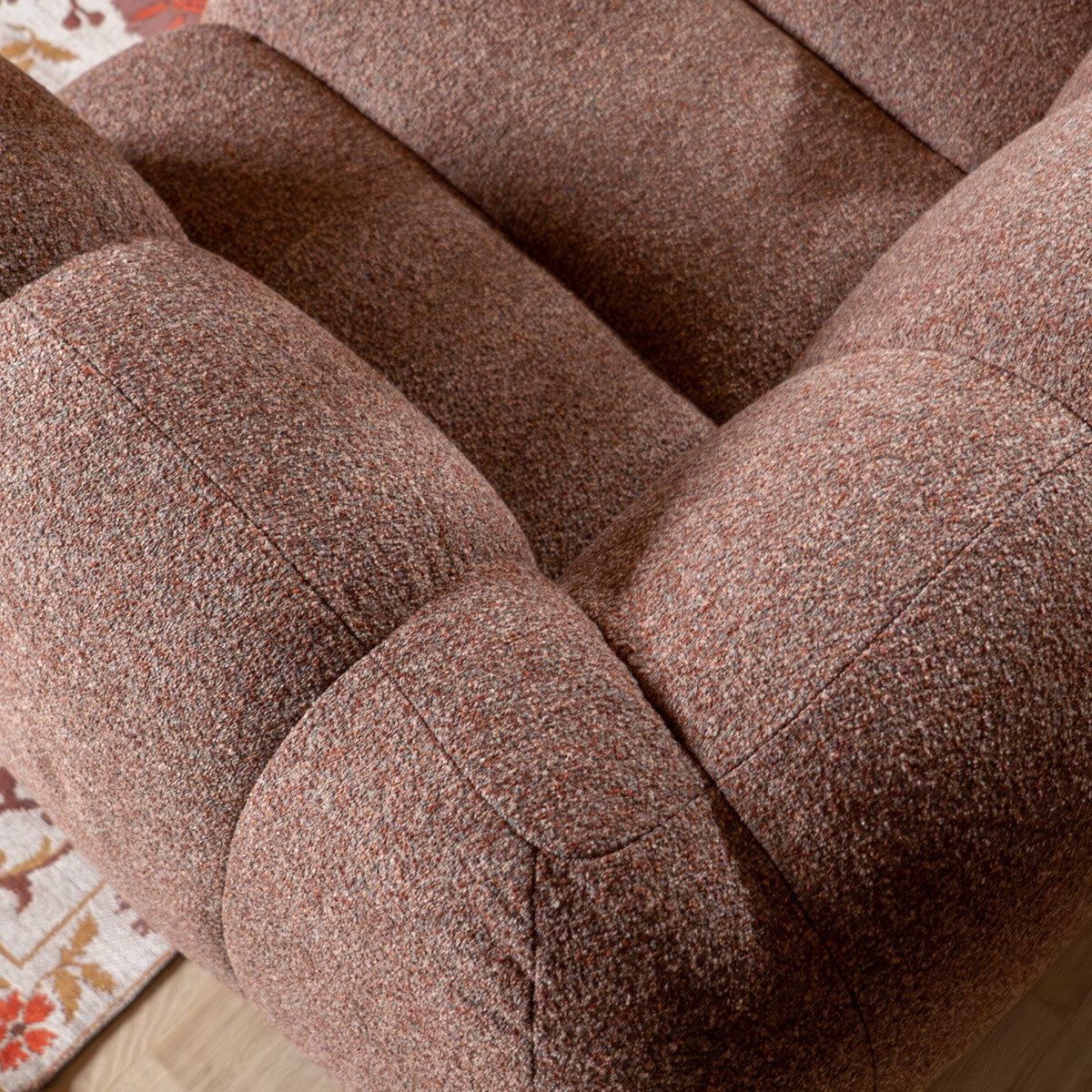 Hoekbank Luca bouclé stof rood/roze links