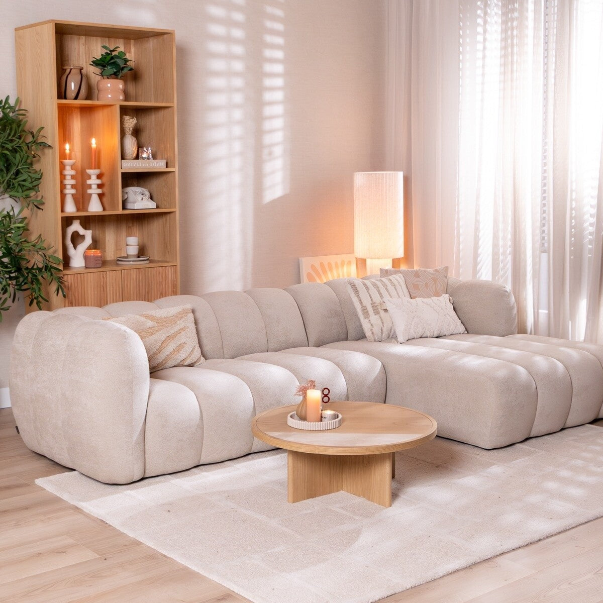 Hoekbank Luca chenille beige rechts