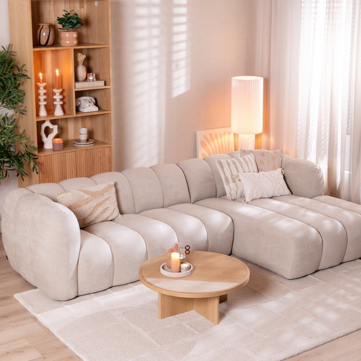 Hoekbank Luca chenille beige rechts