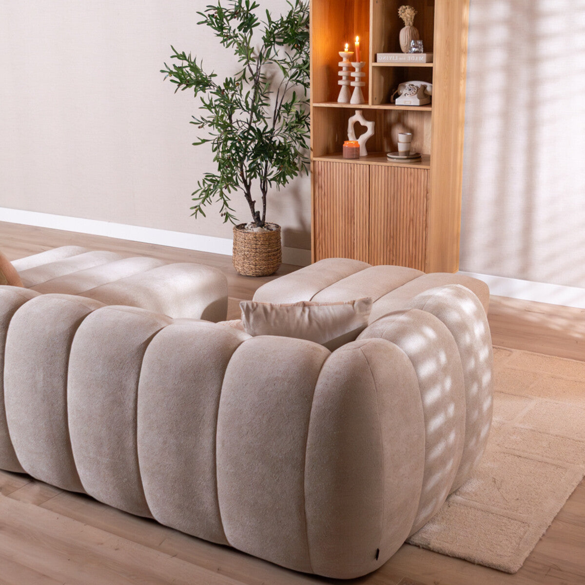 Hoekbank Luca chenille beige rechts