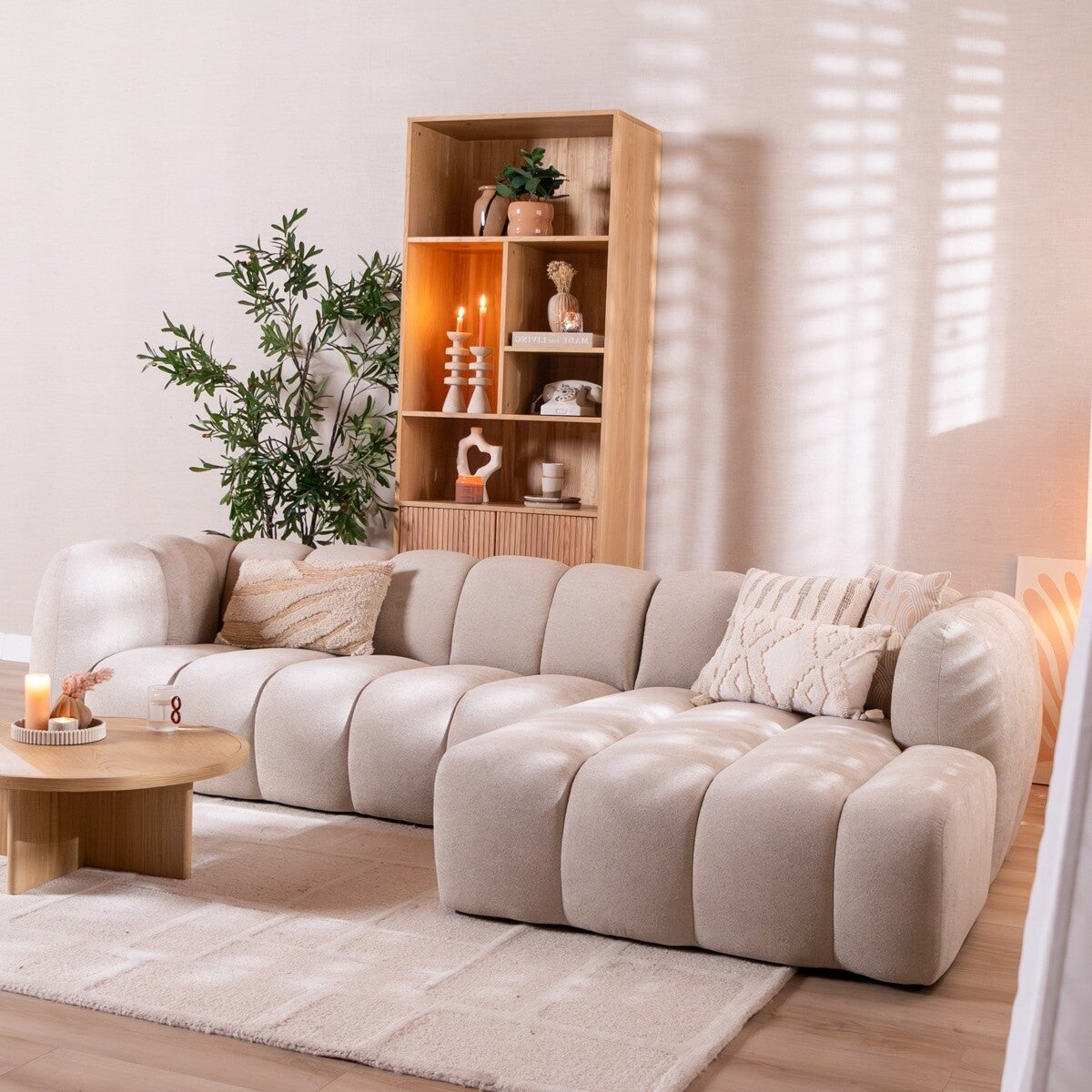 Hoekbank Luca chenille beige rechts