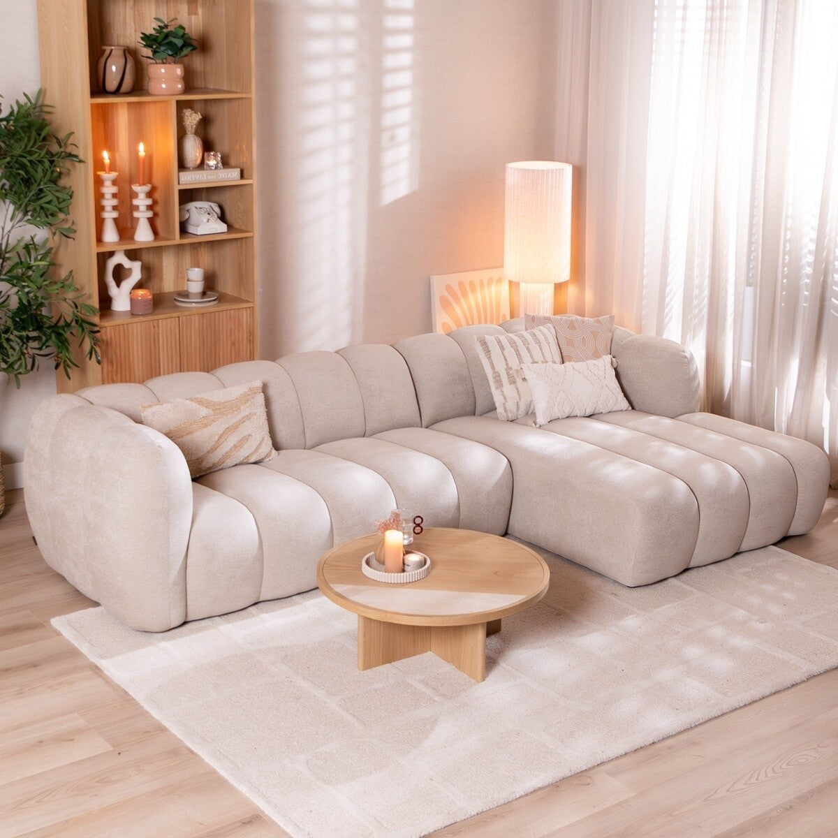 Hoekbank Luca chenille beige rechts