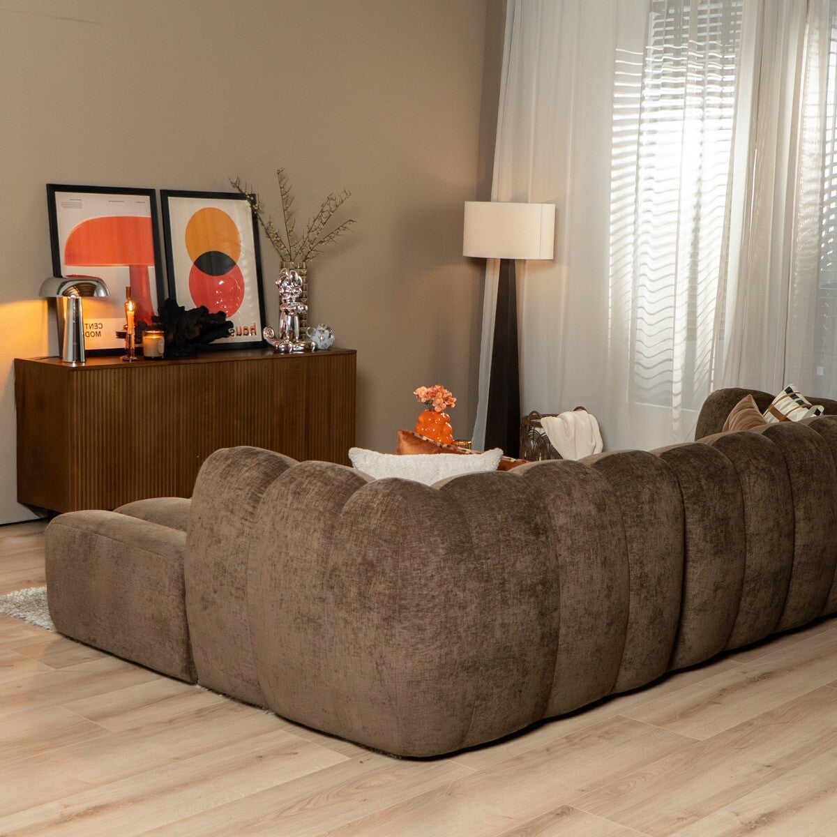 Hoekbank Luca chenille mocha rechts