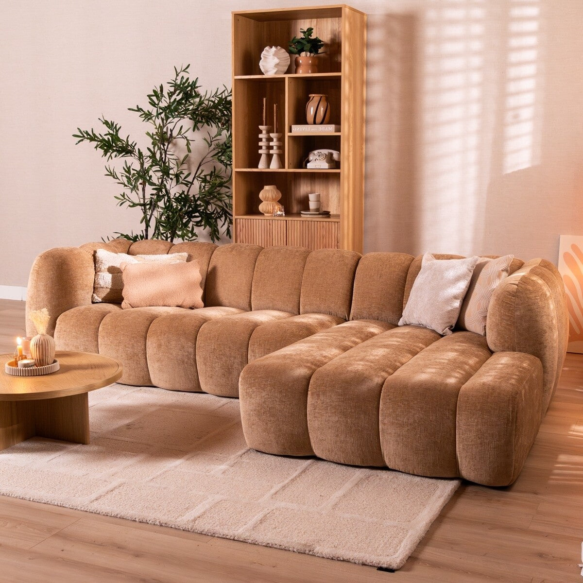 Hoekbank Luca chenille peach rechts