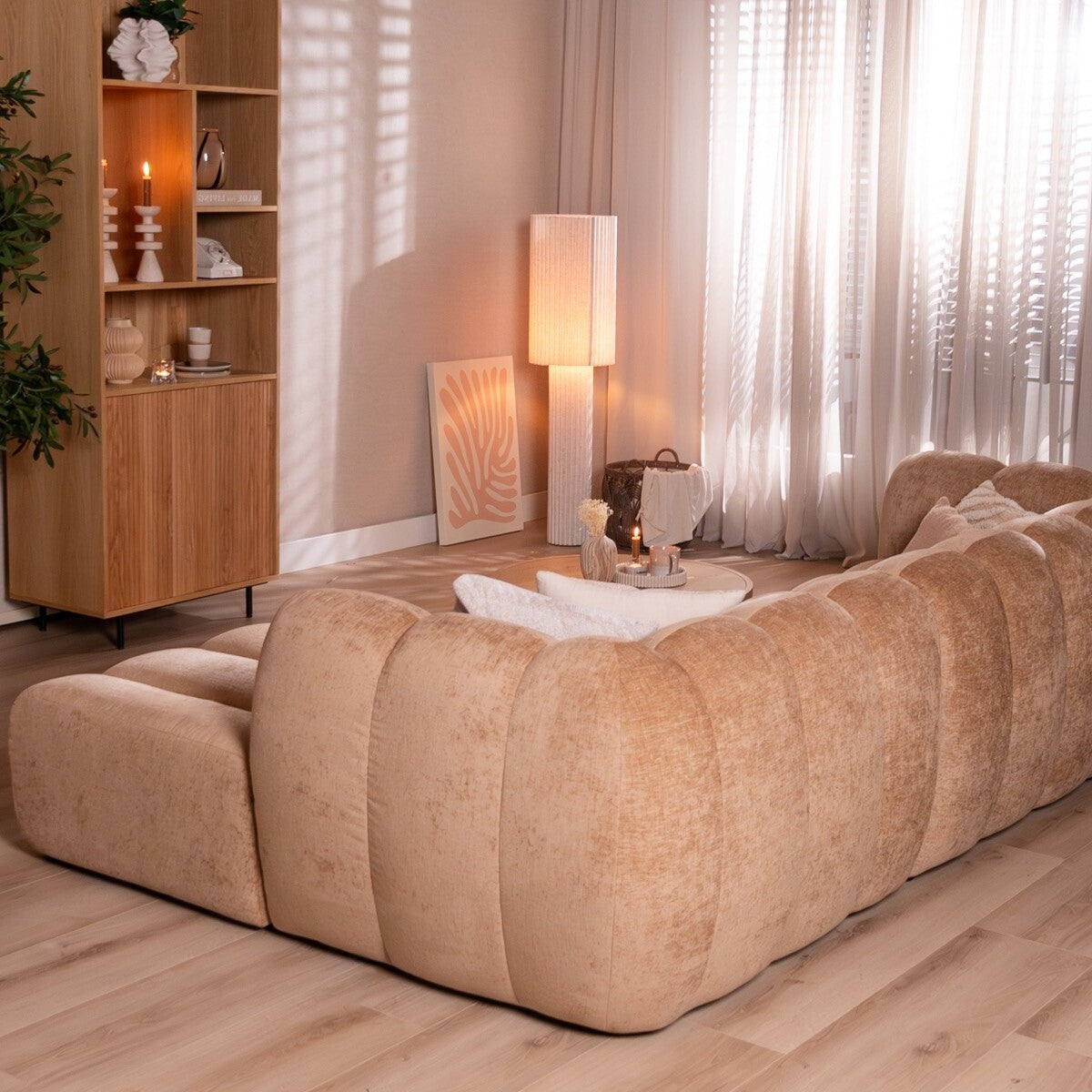 Hoekbank Luca chenille peach rechts