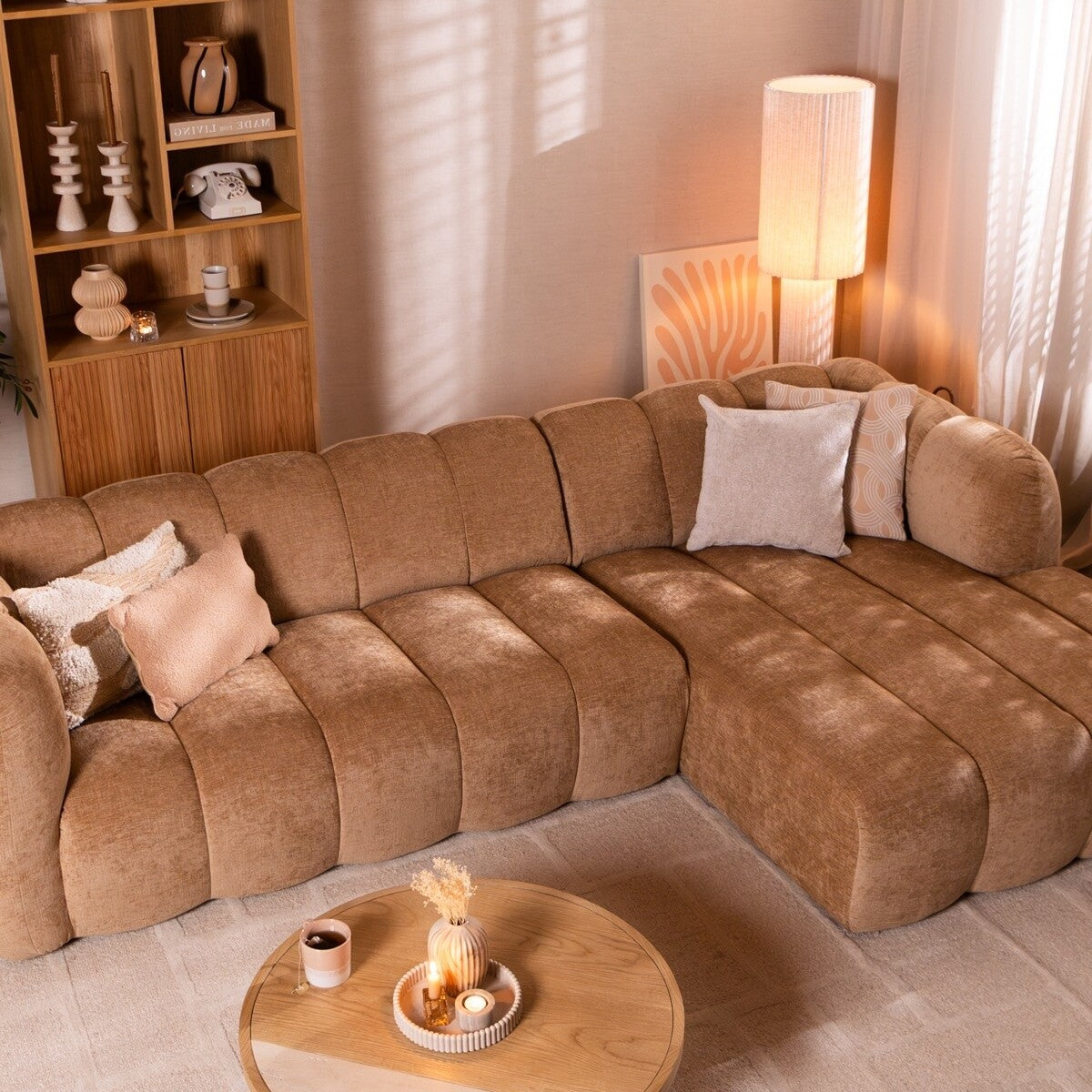 Hoekbank Luca chenille peach rechts