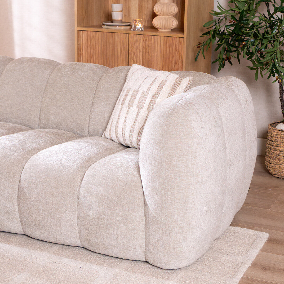 Hoekbank Luca chenille sand links