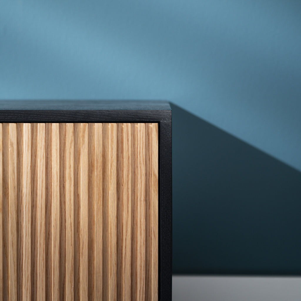 Tv-meubel Ray zwart/blank eiken 150 cm