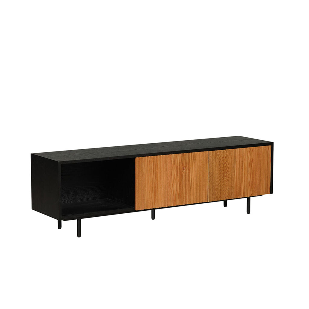 Tv-meubel Ray zwart/blank eiken 150 cm