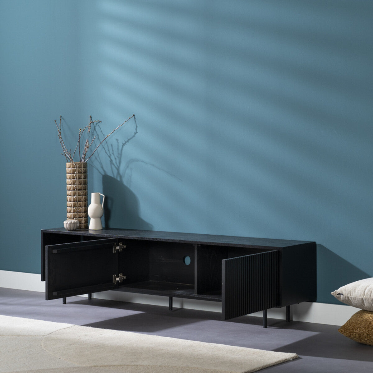 Tv-meubel Ray zwart eiken 180 cm