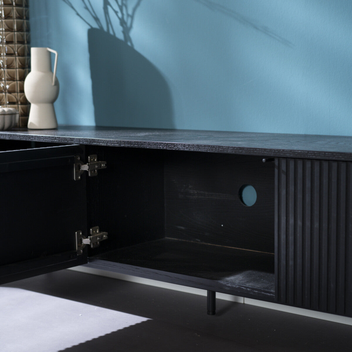 Tv-meubel Ray zwart eiken 180 cm