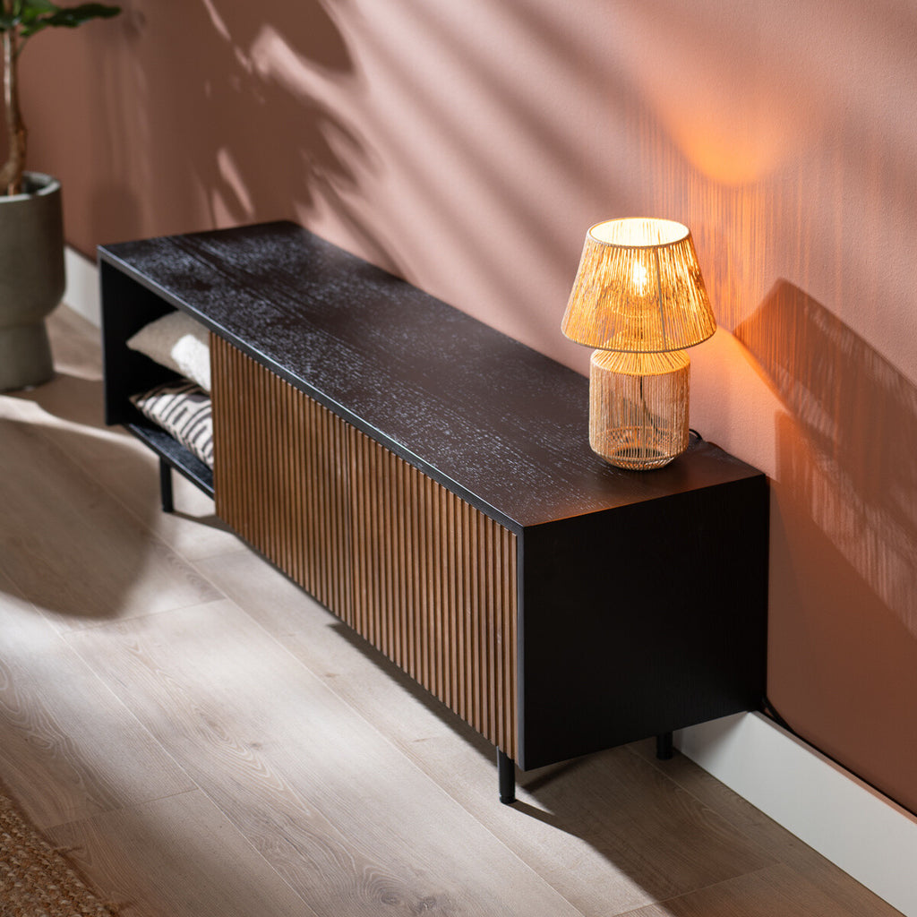 Tv-meubel Ray zwart/rustiek eiken 150 cm