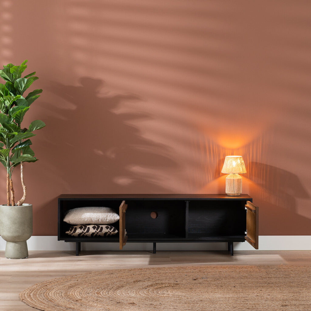 Tv-meubel Ray zwart/rustiek eiken 150 cm