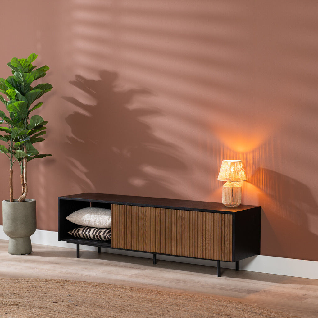 Tv-meubel Ray zwart/rustiek eiken 150 cm