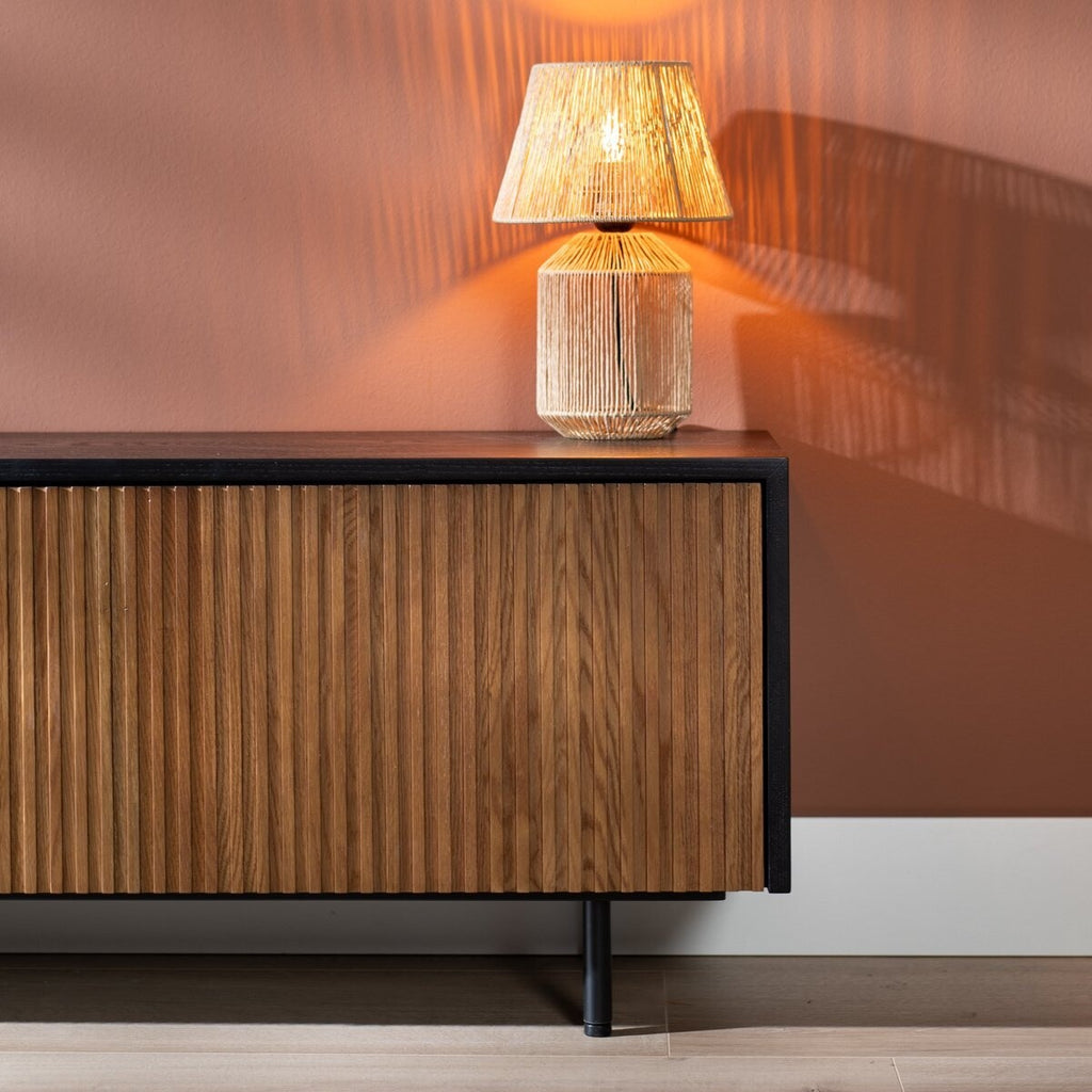 Tv-meubel Ray zwart/rustiek eiken 180 cm
