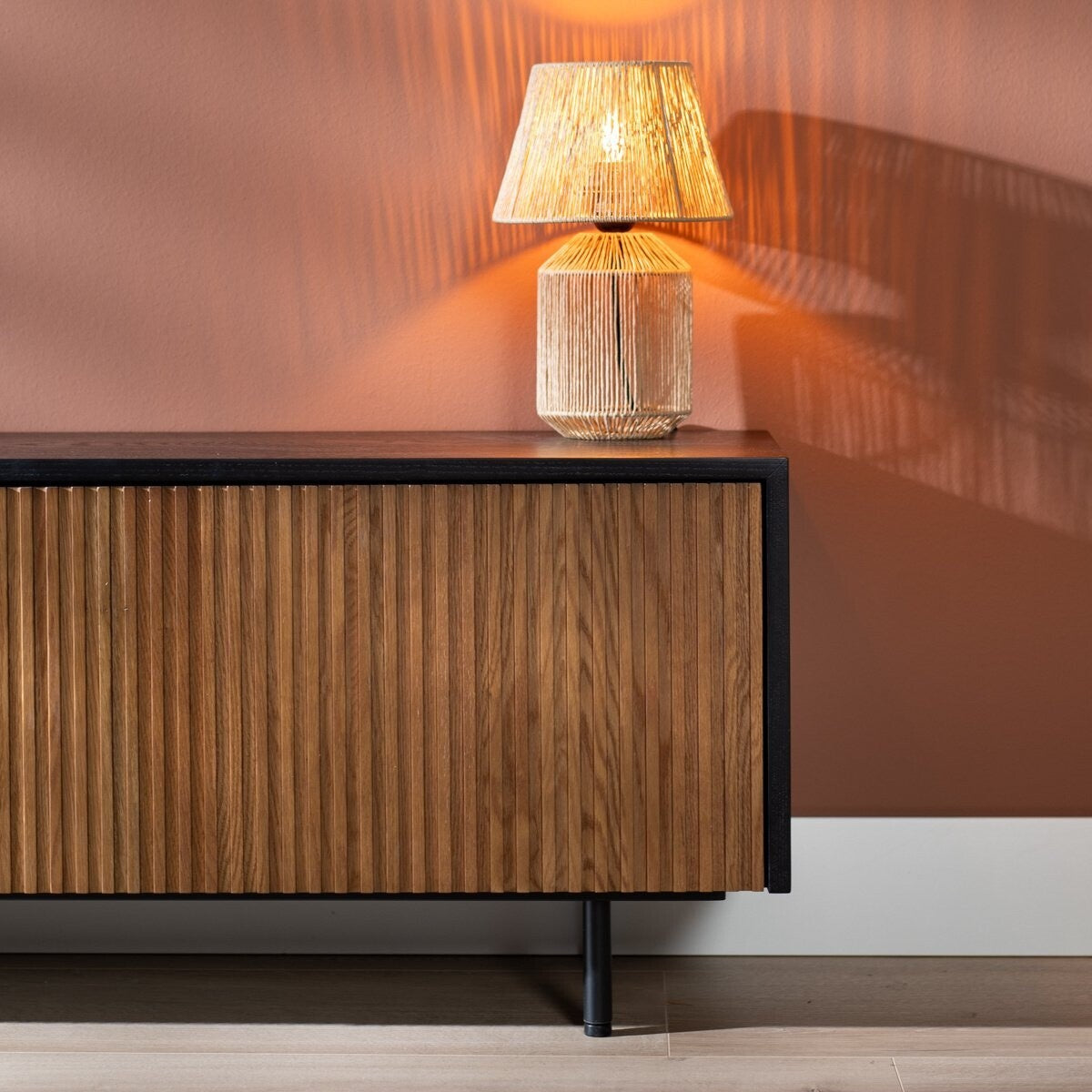 Tv-meubel Ray zwart/rustiek eiken 180 cm