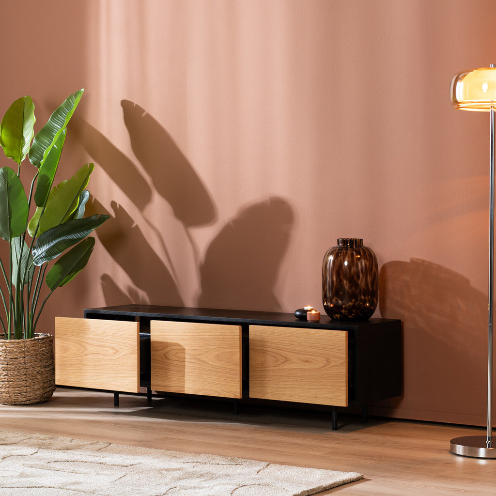 Tv-meubel Thomas zwart/blank eiken 150 cm