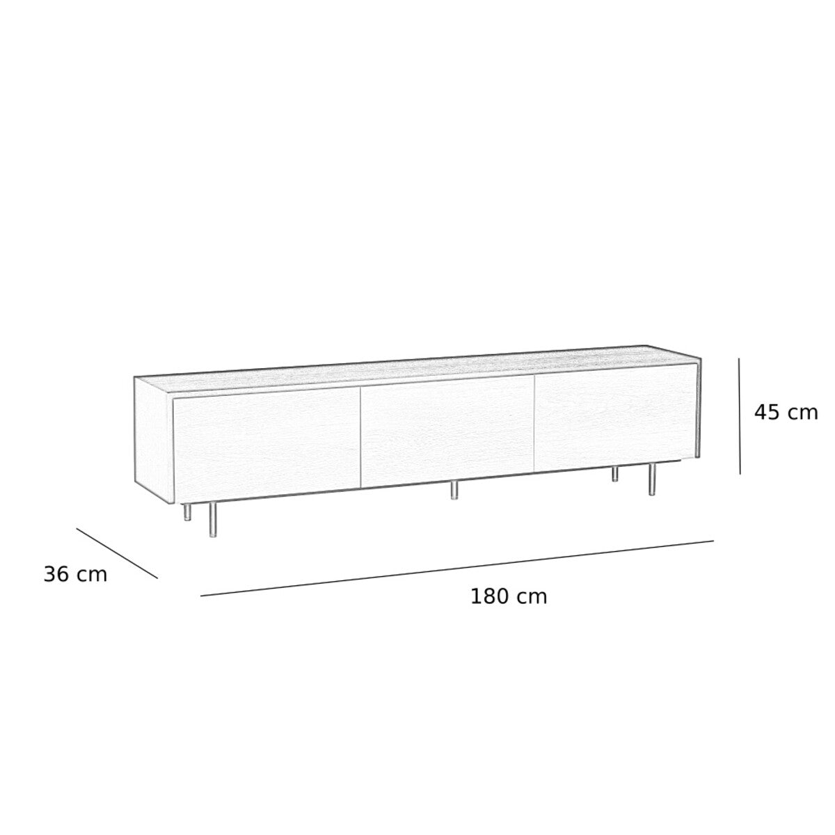 Tv-meubel Thomas zwart/blank eiken 180 cm