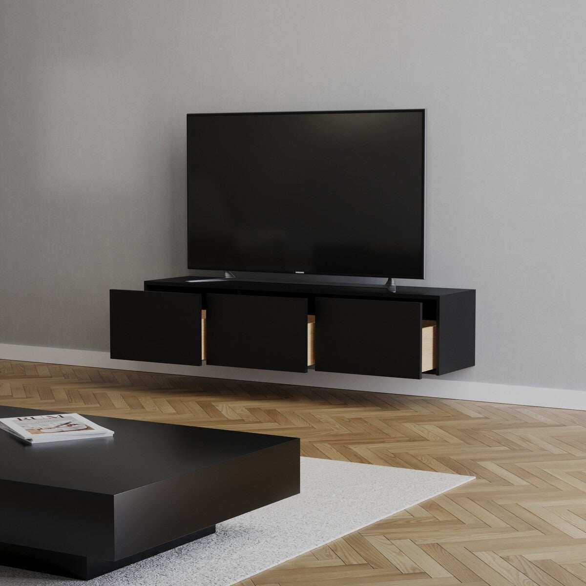 Tv-meubel Thomas zwart eiken 150 cm