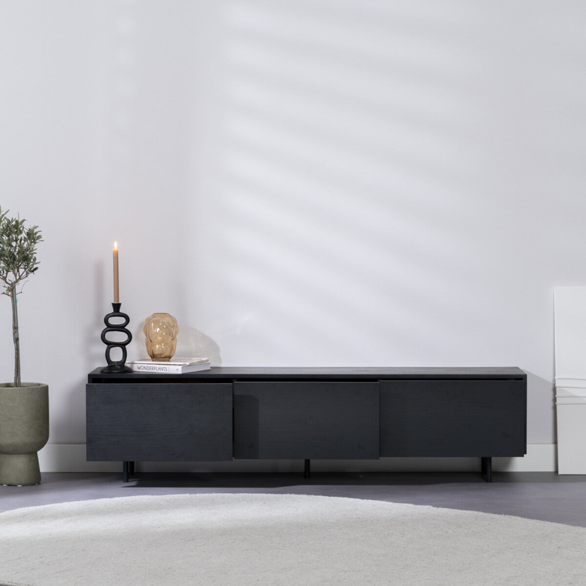 Tv-meubel Thomas zwart eiken 180 cm