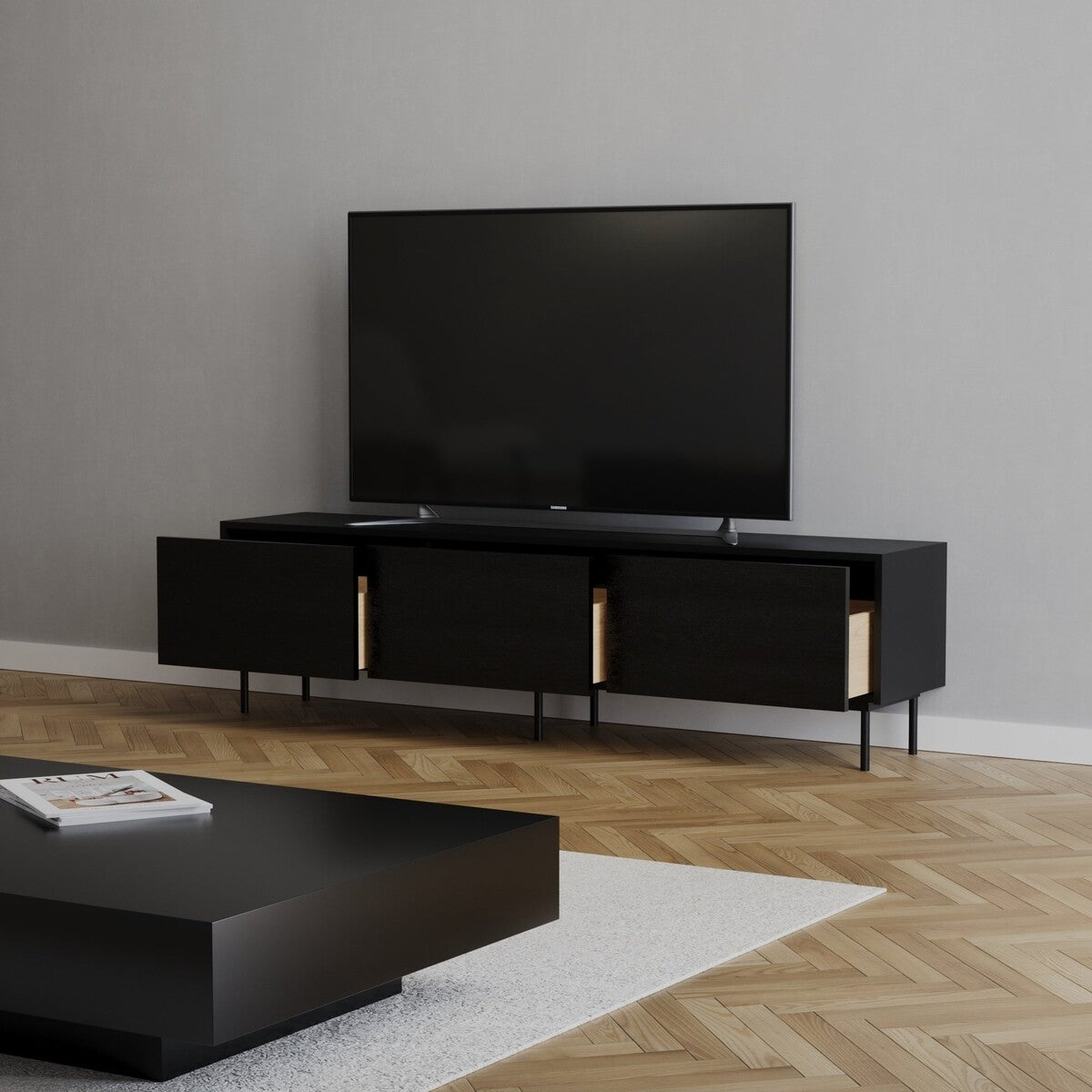Tv-meubel Thomas zwart eiken 180 cm