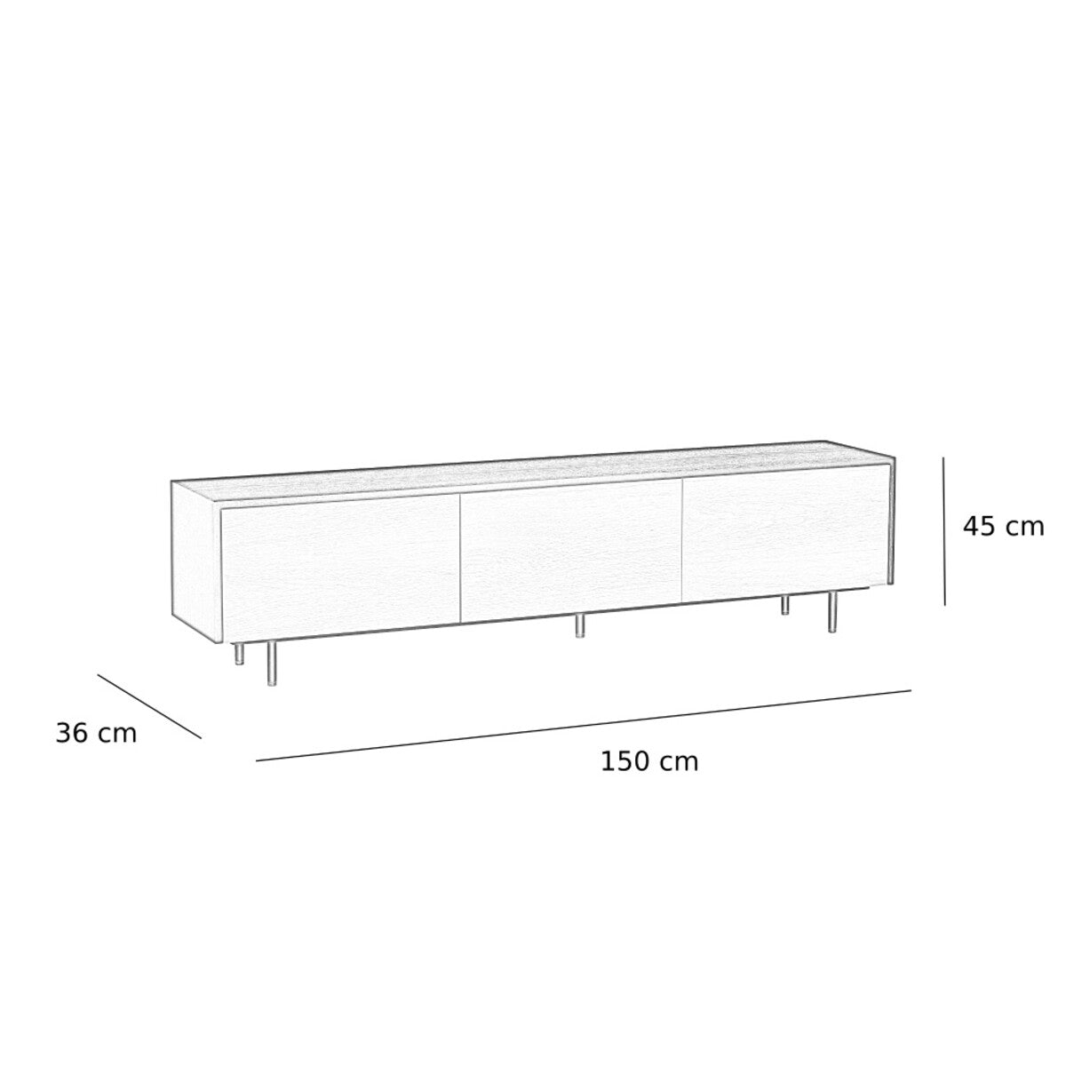 Tv-meubel Thomas zwart/rustiek eiken 150 cm