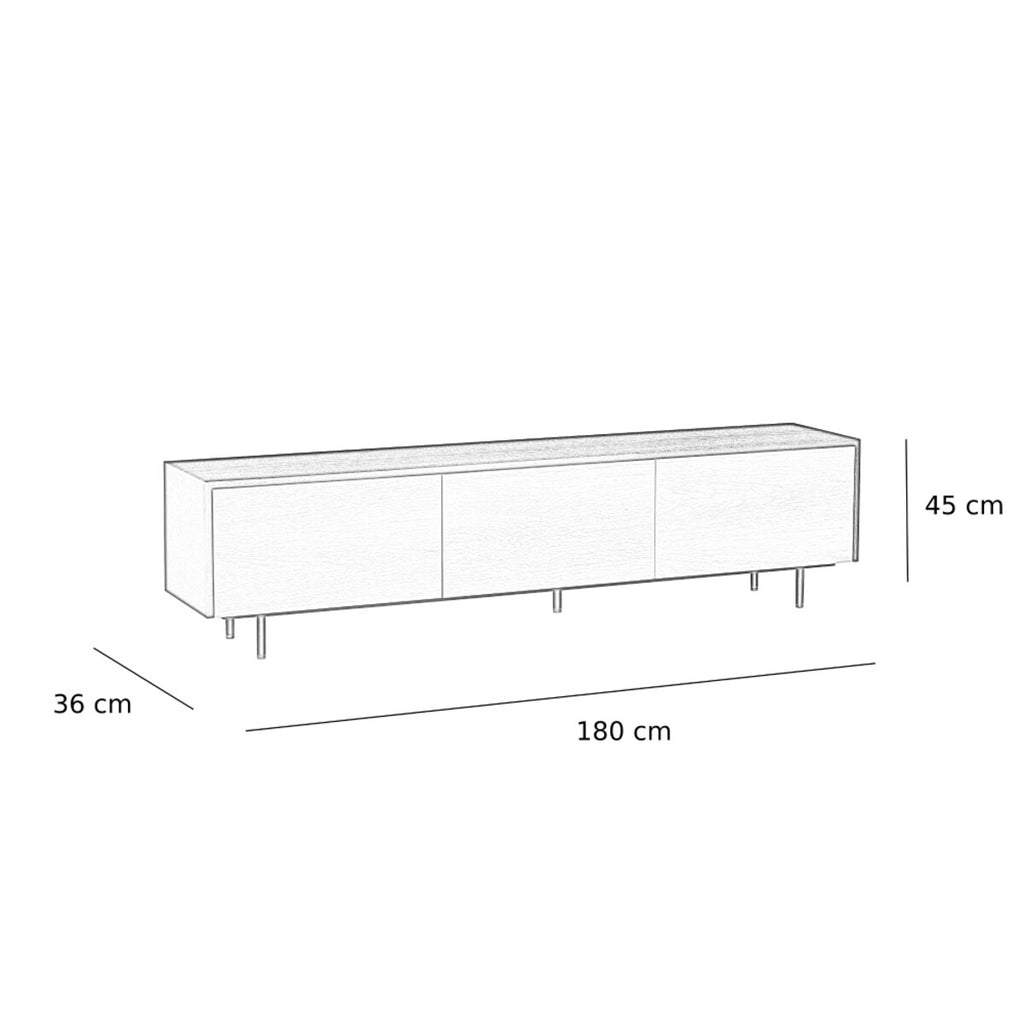 Tv-meubel Thomas zwart/rustiek eiken 180 cm