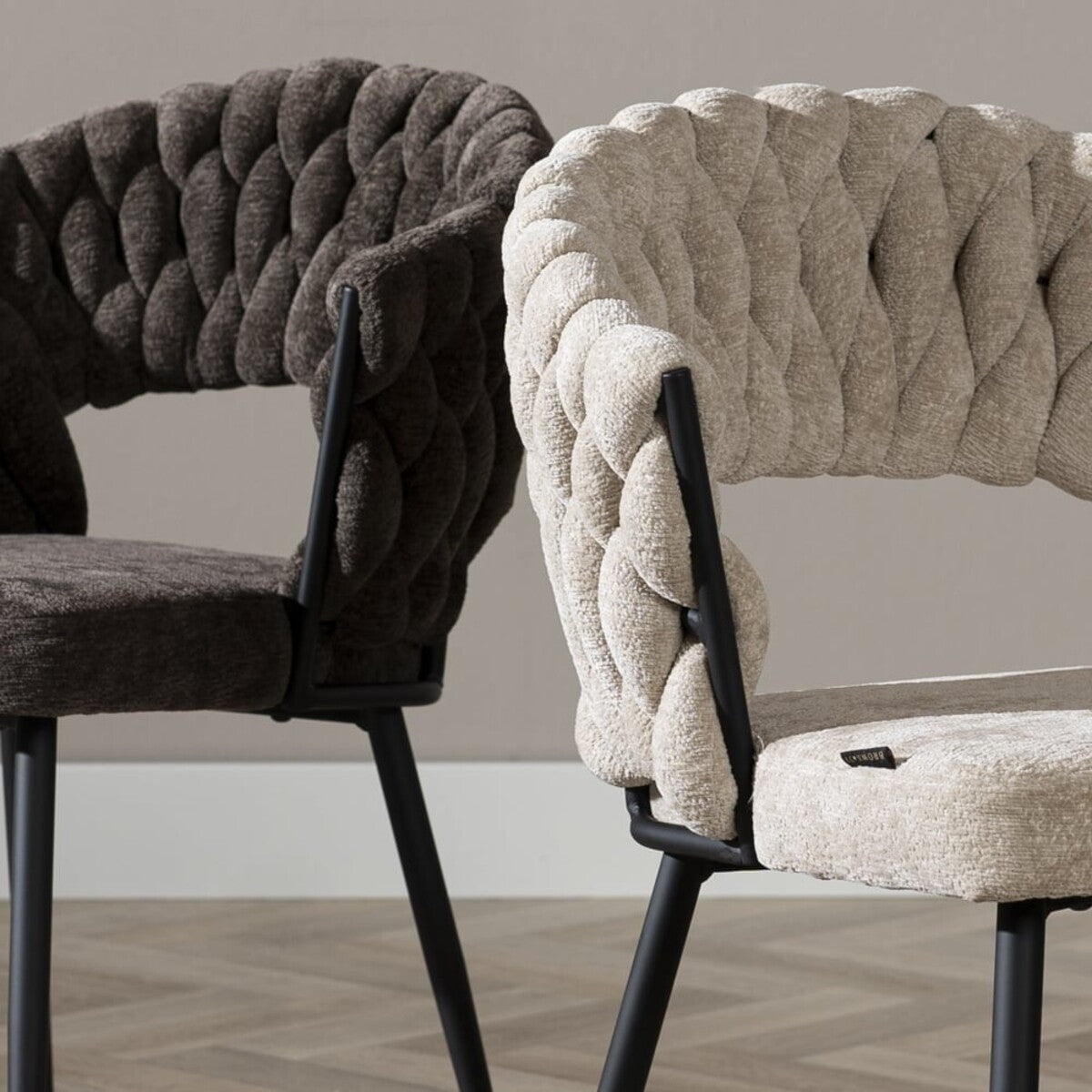 Eetkamerstoel Braid chenille beige