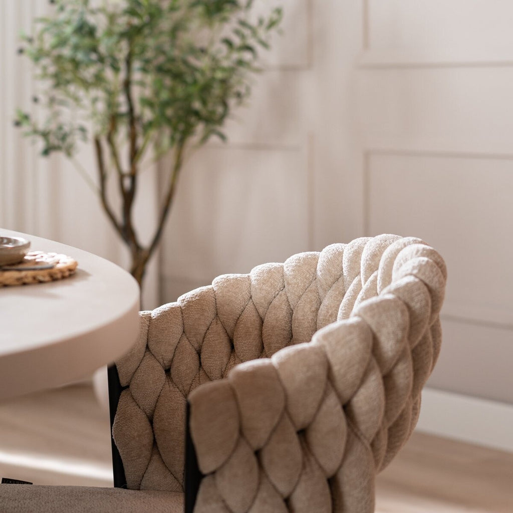 Eetkamerstoel Braid chenille beige