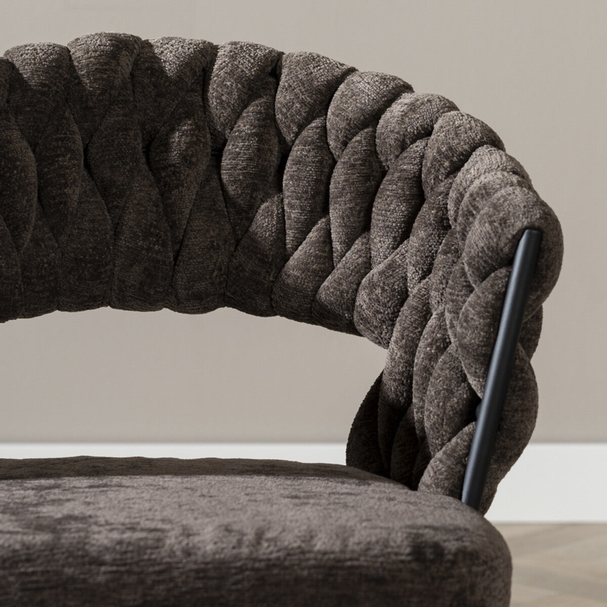Eetkamerstoel Braid chenille bruin