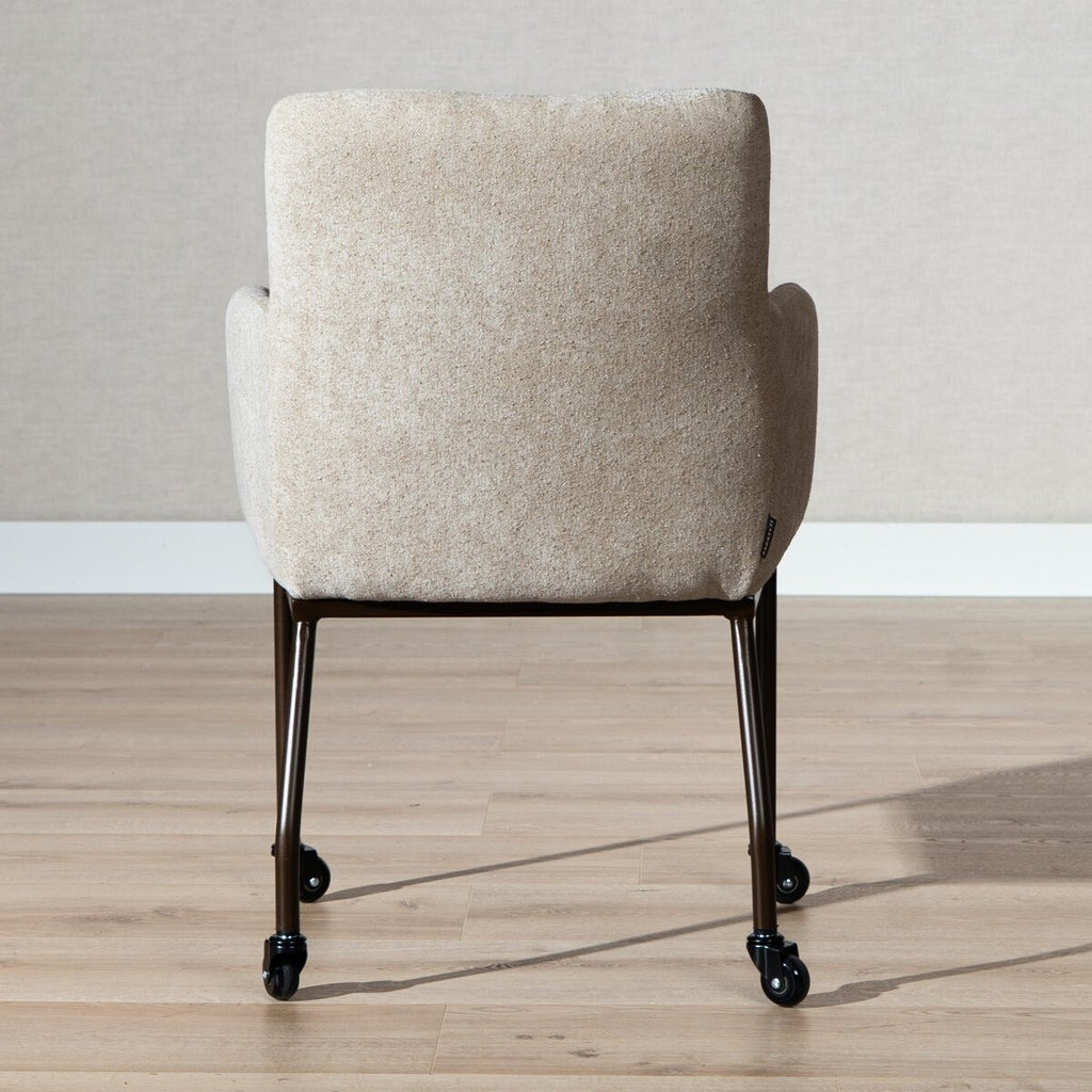 Eetkamerstoel met wieltjes Finn chenille beige