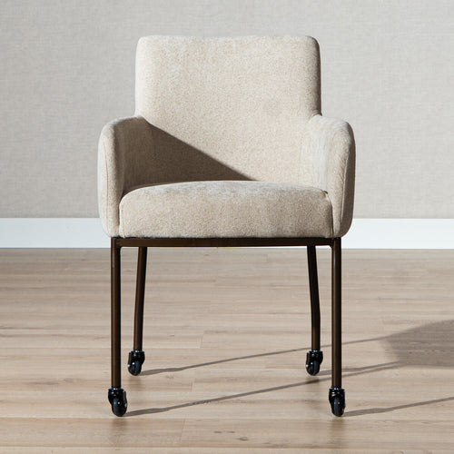 Eetkamerstoel met wieltjes Finn chenille beige