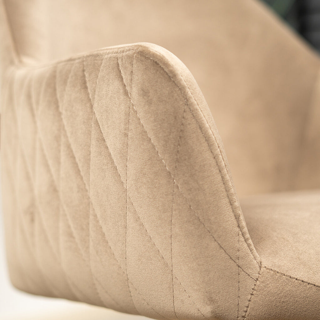 Eetkamerstoel met wieltjes Quinn taupe velvet