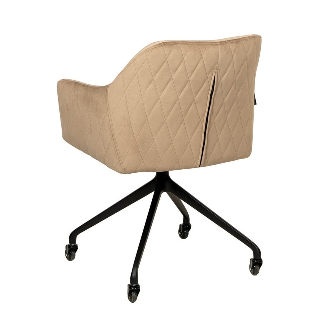 Eetkamerstoel met wieltjes Quinn taupe velvet