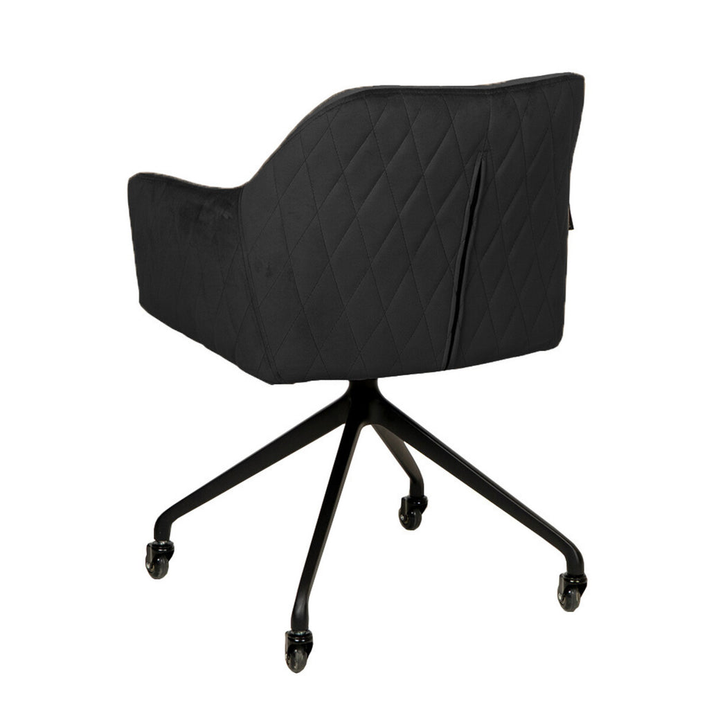 Eetkamerstoel met wieltjes Quinn zwart velvet