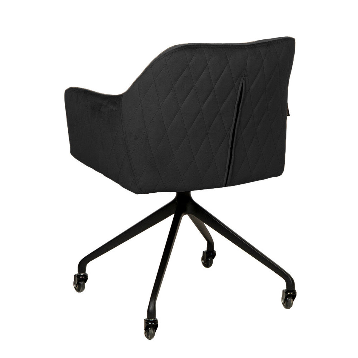 Eetkamerstoel met wieltjes Quinn zwart velvet