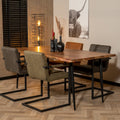 Eetkamertafel boomstam Richy acaciahout verstelbare tafelpoten 180 x 90 cm