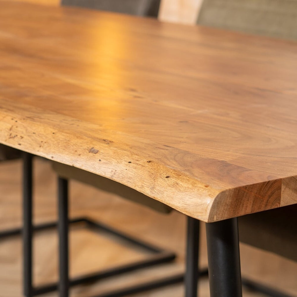 Eetkamertafel boomstam Richy acaciahout verstelbare tafelpoten 230 x 100 cm