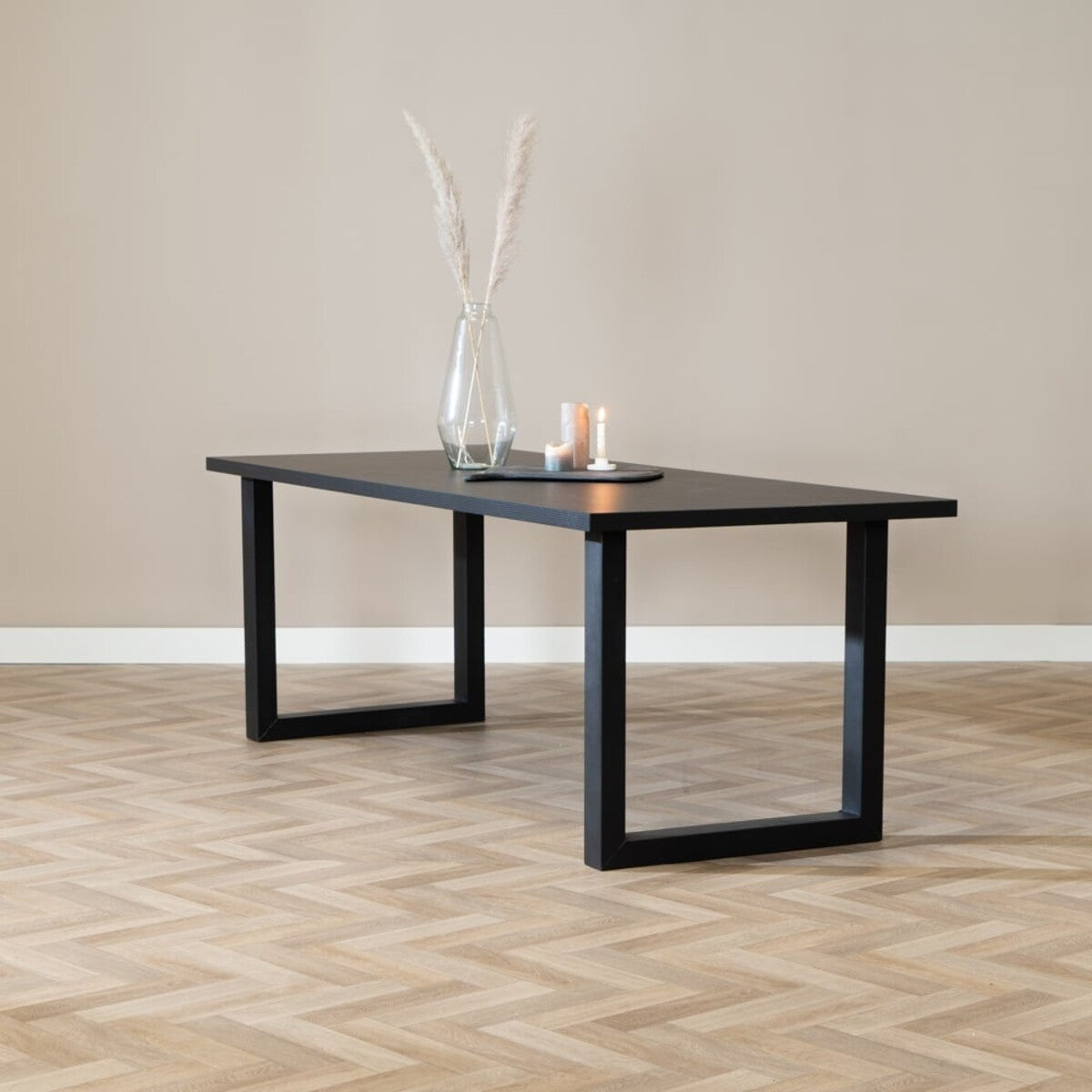 Eettafel Alec melamine zwart 220 x 90 cm