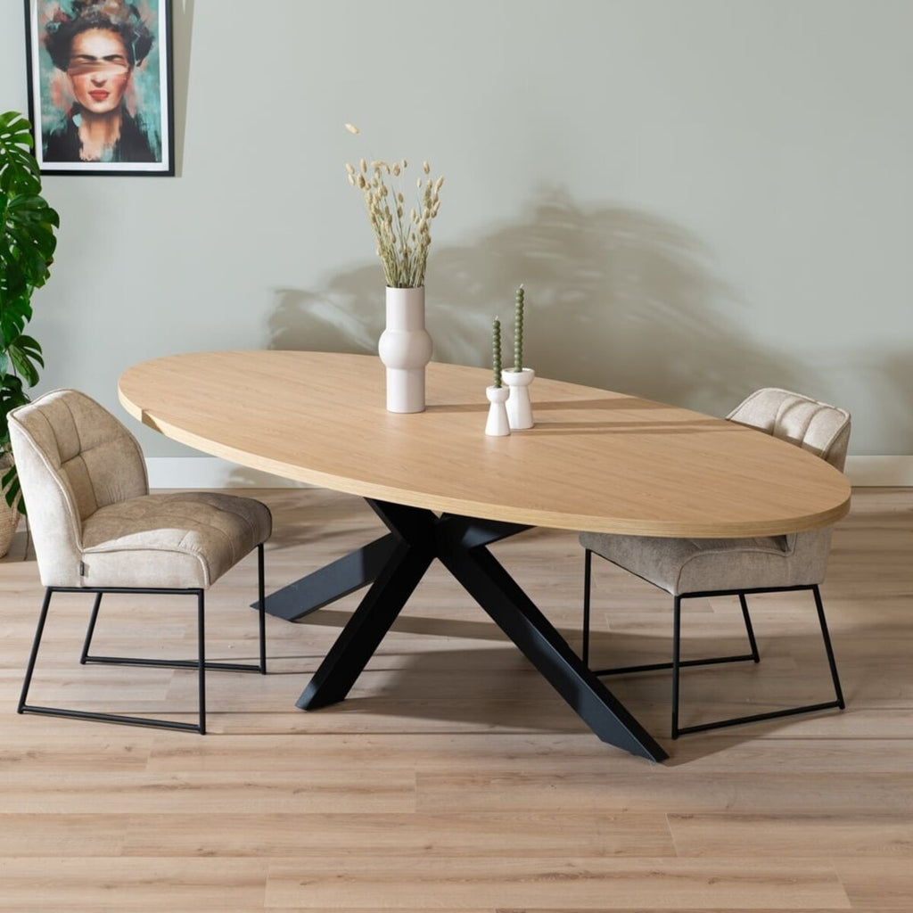 Eettafel Carl melamine eiken ovaal 270 x 130 cm