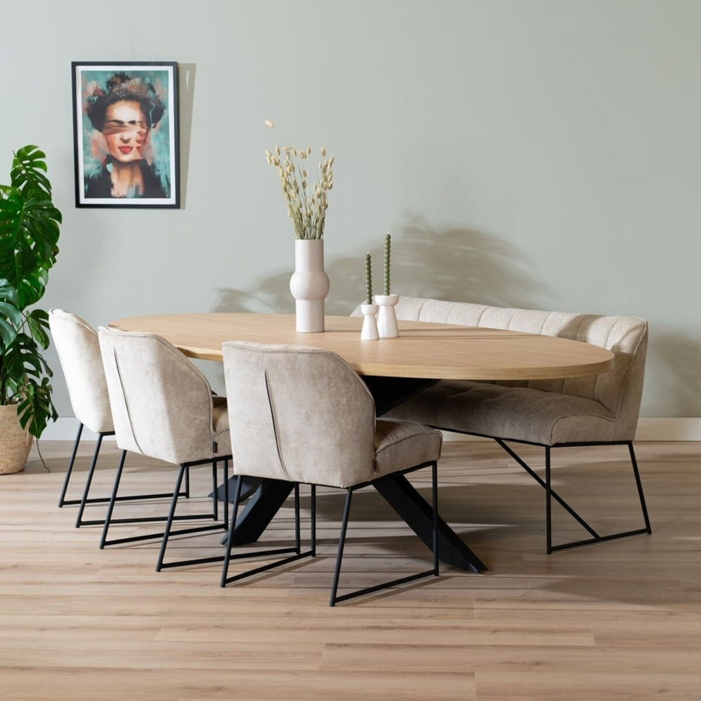 Eettafel Carl melamine eiken ovaal 270 x 130 cm