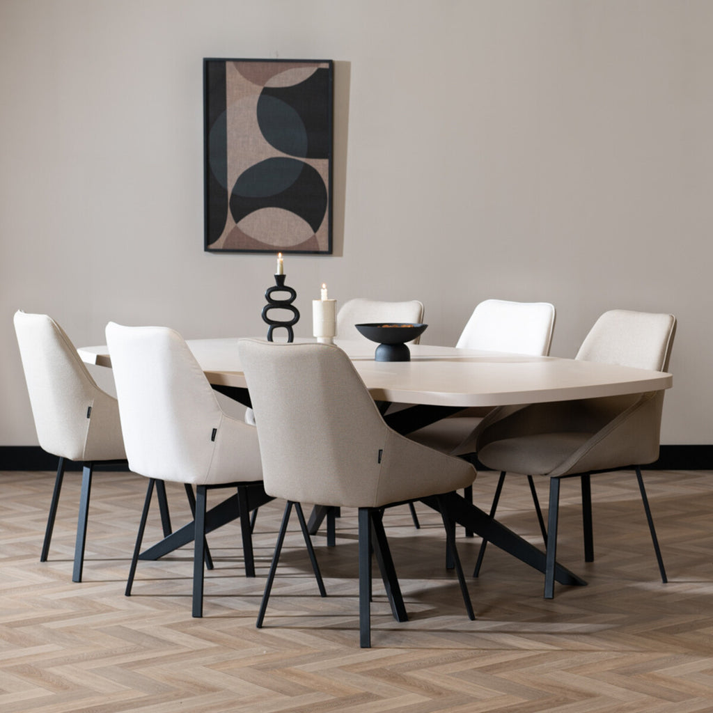 Eettafel Dio melamine beige deens ovaal 240 x 120 cm