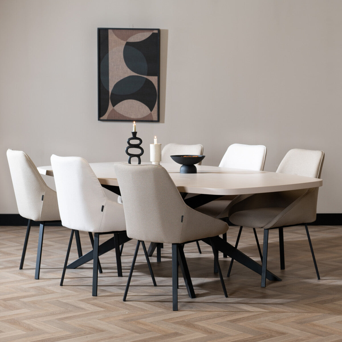 Eettafel Dio melamine beige deens ovaal 240 x 120 cm