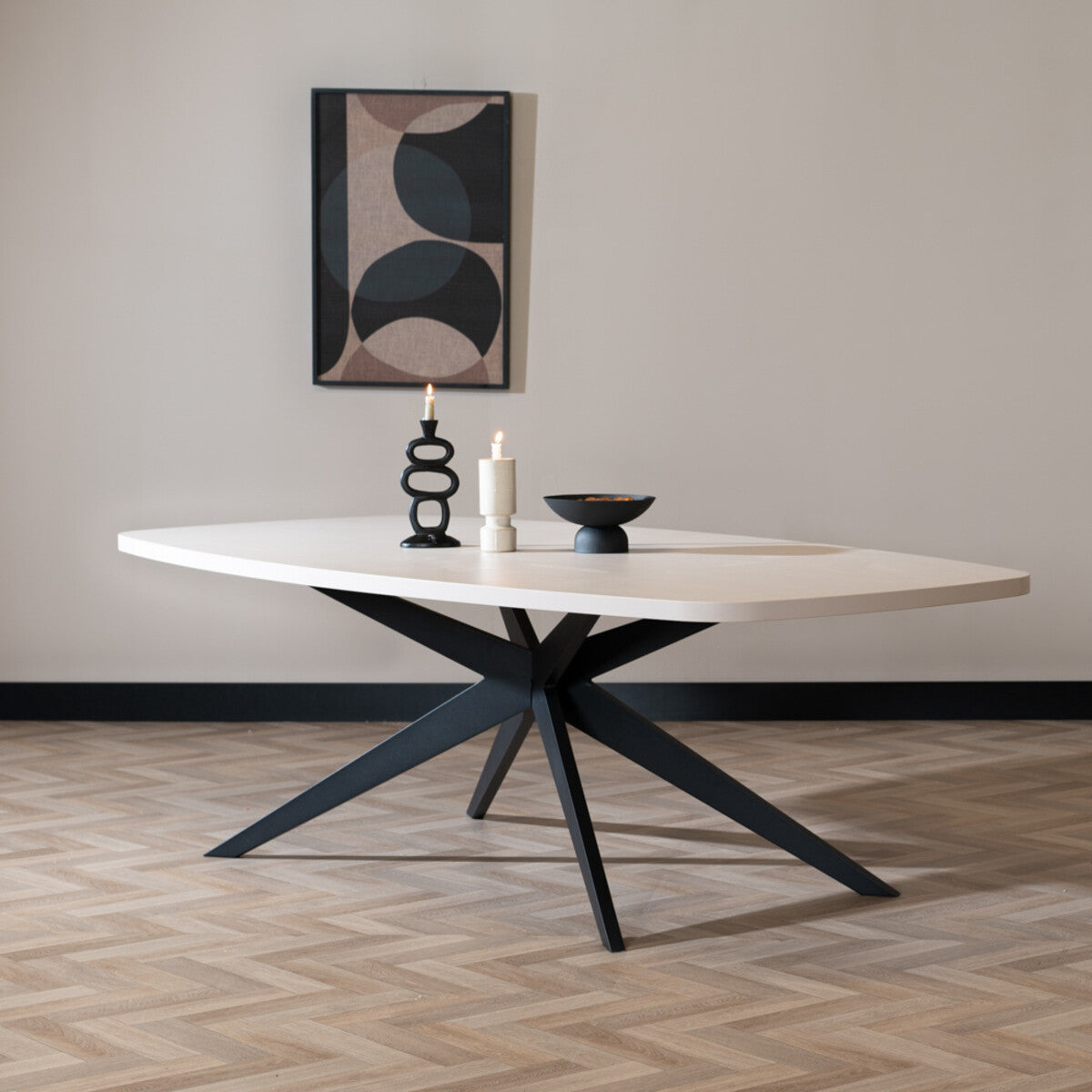 Eettafel Dio melamine beige deens ovaal 240 x 120 cm