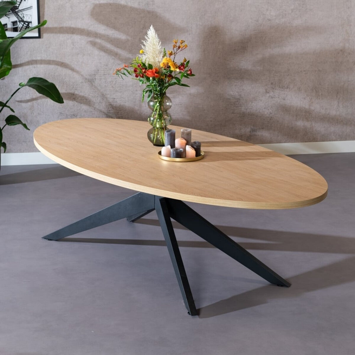 Eettafel Dio melamine eiken ovaal 270 x 130 cm