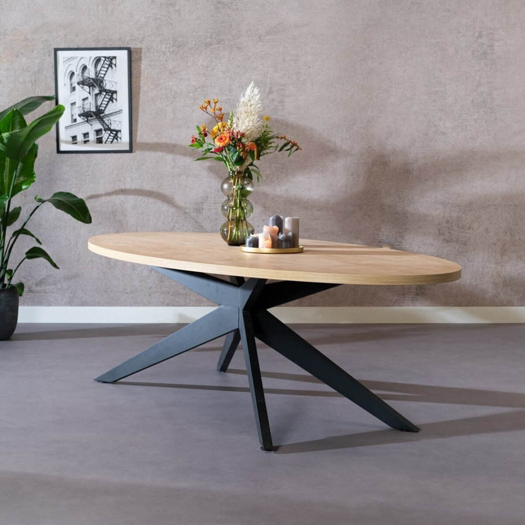 Eettafel Dio melamine eiken ovaal 270 x 130 cm