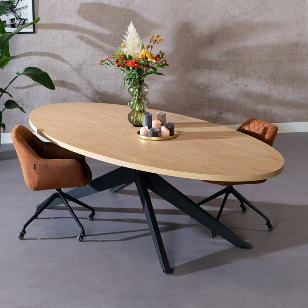 Eettafel Dio melamine eiken ovaal 270 x 130 cm